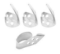 Stylebest Plettri da dito in metallo, 3 pezzi, per interpretazione musicale della chitarra, accessori leggeri e portatili, per principianti e professionisti, dimensioni standard (argento)