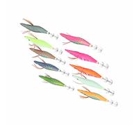 Stylebest Set di 10 Esche da Pesca Luminose per Calamari Luminosi per Appassionati di Pesca in Acque Profonde, 145 Mm, Legno e Acciaio Inossidabile