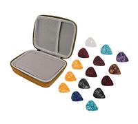 Stylebest Set di Borse per Plettri per Chitarra, Custodia Impermeabile di Grandi Dimensioni per Musicisti, EVA e Tessuto, Include Plettri da 15 Pezzi (Gialla)
