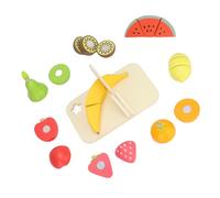 Stylebest Set di Cibo da Gioco per Bambini, Giocattoli Innovativi con Frutta, con Tagliere e Custodia, in Legno Sicuro, 9 Pezzi