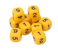 Stylebest Set di Dadi con Numeri Ad Angolo Tondo da 20 Pezzi per Giochi Didattici e da Tavolo - Dadi in Plastica Colorata a 6 Lati - Ca.1,6 Cm (Gialla)