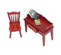 Stylebest Set di Libri con Sedia da Scrivania in Miniatura, Giocattoli Educativi per Casa delle Bambole 1/12, per Bambini, Che Imparano in Modo Divertente e Creativo, 9,6x7,5x4,5 Cm