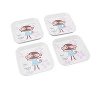 Stylebest Set di Piatti per Snack da 4 Pezzi Piatti da Portata Creativi per Riporre la Scuola a Casa, in Melamina Facile da Pulire 5,9x5,9 Pollici (Scimmia)