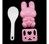 Stylebest Set di Stampi per Riso per Sushi Simpatico Strumento per Alimenti Dal Design di Coniglio per Bambini Onigiri Fai-da-te Che Creano 3 Pezzi Giallo Rosa (Rosea)