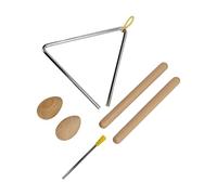 Stylebest Set di Strumenti a Percussione Triangolari per L'apprendimento Precoce con Suoni Musicali per Bambini in età Prescolare, Realizzati in Ferro Resistente e Legno Naturale, 6 Pezzi