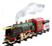 Stylebest Set di Treni di Controllo Remoto Elettrico di Natale con Fumo, Luci, Suono, Locomotiva, Automobili e Carrello Remoto, Ricaricabile USB, con Pista, Sotto L'albero di Natale,