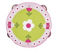 Stylebest Tamburello Portatile in Legno da 15 Cm, Strumento Musicale a Percussione con 4 Paia di Piatti in Metallo per Canti, Feste Danzanti, Giochi per Bambini (Tutti i fiori sbocciano)