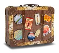 stylebox Scatola rettangolare in latta a forma di valigia da viaggio antica in scatola di latta per biscotti marrone scatola decorativa in latta retrò capacità 2 litri Dimensioni: 20 x 16 x 6 cm