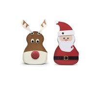 stylebox Set di 2 scatole in metallo a forma di personaggi natalizi: Babbo Natale e renna, scatola per biscotti di Natale, circa 11 x 8 x 5 cm, volume: 200 ml.