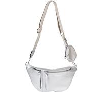 styleBREAKER 02012398 Set di 3 Pezzi Borsa a Tracolla da Donna con Luna Crescente Borsa a Spalla con Portachiavi a Motivo e Borsellino, Argento, Taglia unica