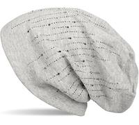 styleBREAKER Berretto Beanie Donna con Strisce Strass,Grigio Chiaro a Pois