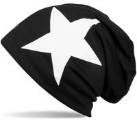 styleBREAKER Berretto Unisex con Stampa a Stelle,Nero-Bianco