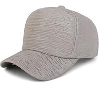 styleBREAKER Berretto Vintage a 6 Pannelli Tessuto Increspato, Cappello da Baseball, Increspato, Berretto da Baseball, Regolabile, Unisex 04023058, Colore:Grigio Chiaro