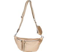 styleBREAKER Borsa a tracolla da donna a mezza luna set 3 pezzi, tracolla con motivo, portachiavi, borsa 02012398, colore: oro