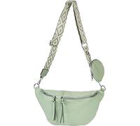 styleBREAKER Borsa a tracolla da donna a mezzaluna, 3 pezzi, tracolla con motivo, portachiavi, borsa 02012398, verde tiglio, taglia unica