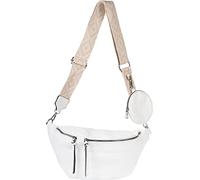 styleBREAKER Borsa a tracolla da donna, set da 3 pezzi a mezzaluna, tracolla con motivo, portachiavi, borsa 02012398, bianco, taglia unica