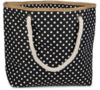 styleBREAKER Borsa mare a pois con pochette 45x35x15cm,Nero-Bianco | Pochette 17,5x10,5 cm con zip, manico a corda 68 cm, stampa a pois e ampio scomparto principale.
