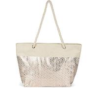 styleBREAKER Borsa mare donna stampa cubi metallizzata,Beige - Rosa Oro