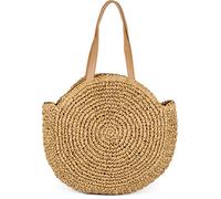 styleBREAKER Borsa spiaggia rotonda in paglia donna 42x46x13 cm,Marrone