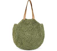 styleBREAKER Borsa spiaggia rotonda in paglia donna 42x46x13 cm,Oliva