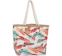 styleBREAKER borsone da spiaggia con motivo di piume colorate e chiusura con cerniera, borsa da spalla, borsa per shopping, borsa da bagno, donna 02012059, colore:Crema-Beige