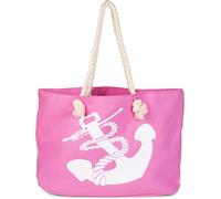 styleBREAKER borsone da spiaggia in look intrecciato con stampa di un'ancora, borsa per lo shopping, borsa per la piscina, da donna 02012077, colore:Rosa-Bianco