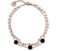 styleBREAKER Bracciale a 2 File in Acciaio Inossidabile per Signore con Perline di plastica e Pendenti Rotondi, Catena di Ancoraggio, Gioielli 05040186, Colore:Oro Rosa/Rosa