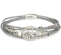 styleBREAKER Bracciale Avvolgente Donna Albero della Vita e Perle,Argento