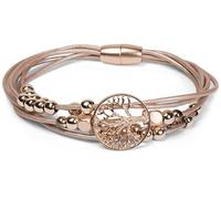 styleBREAKER Bracciale avvolgente donna albero della vita e perle | Bracciale con chiusura magnetica, ciondolo Ø 2 cm, dimensioni 19x1 cm, nastri sottili e dettagli scorrevoli.
