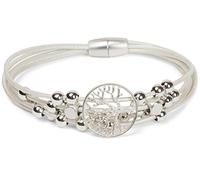 styleBREAKER Bracciale avvolgente donna albero della vita e perle | Bracciale con chiusura magnetica, ciondolo Ø 2 cm, dimensioni 19x1 cm, nastri sottili e dettagli scorrevoli.