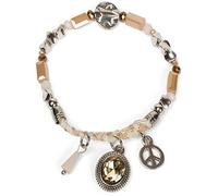 styleBREAKER Bracciale di Perle, con Charm e Intreccio, Peace, Pietre, Elastico, Bracciale Elasticizzato, Gioiello, da Donna 05040142, Colore:Beige-Marrone
