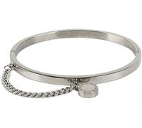 styleBREAKER Bracciale in Acciaio con Catena e Ciondolo Rotondo con Gemma, Chiusura a Clip, Gioiello, da Donna 05040083, Colore:Argento