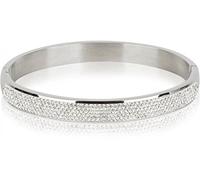 styleBREAKER Bracciale Rigido Donna in Acciaio Inox con Strass,Argento