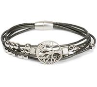 styleBREAKER braccialetto con raffinati fili metallici, con charm albero della vita e pietre, chiusura magnetica, bracciale, gioiello, da donna 05040135, colore:Antico-Grigio