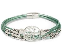 styleBREAKER Braccialetto con Raffinati Fili Metallici, con Charm Albero della Vita e Pietre, Chiusura Magnetica, Bracciale, Gioiello, da Donna 05040135, Colore:Verde Menta
