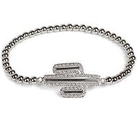 styleBREAKER Braccialetto di Sfere con Cactus ricoperto di Strass, con Elastico, Bracciale con Sfere, Gioiello, Donne 05040133, Colore:Argento