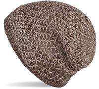 styleBREAKER Calda Cuffia da Donna Beanie con Paillettes e Pile, Slouch longbeanie Invernale, Made in Polen 04024168, Colore:Marrone