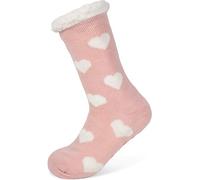 styleBREAKER calzini morbidi da donna con fodera imbottita e modello a cuoricino, calze ABS, taglie 35-42 EU / 5-10 US / 4-8 UK 08030007, colore:Rosa chiaro-Bianco