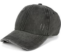 styleBREAKER Cappellino Baseball Donna Ponytail Cotone Destroyed,Antracite