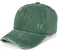 styleBREAKER Cappellino Baseball Donna Ponytail Cotone Destroyed,Verde scur