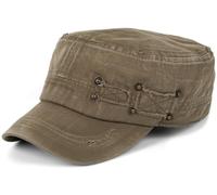 styleBREAKER Cappellino Militare Unisex Look Vintage Destroyed | Berretto Militare Regolabile in Cotone | Visiera con Effetto Usato per Uomo e Donna, Oliva-Marrone