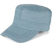 styleBREAKER Cappello Militare Unisex in Jeans Optics, Denim, Army, Click & Snap Regolabile 04023084, Colore:Blu Chiaro