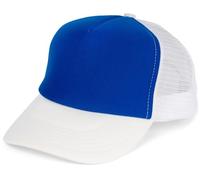 styleBREAKER Cappello Unisex con 5 Pannelli e Inserti in Mesh, Regolabile con Chiusura a clic, Leggero e Traspirante, Ideale per Uomo e Donna, Blu Reale-Bianco