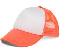 styleBREAKER Cappello Unisex con 5 Pannelli e Inserti in Mesh, Regolabile con Chiusura a clic, Leggero e Traspirante, Ideale per Uomo e Donna, Bianco-Arancione Neon