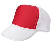 styleBREAKER Cappello Unisex con 5 Pannelli e Inserti in Mesh, Regolabile con Chiusura a clic, Leggero e Traspirante, Ideale per Uomo e Donna, Rosso-Bianco
