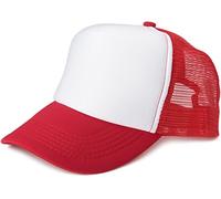 styleBREAKER Cappello Unisex con 5 Pannelli e Inserti in Mesh, Regolabile con Chiusura a clic, Leggero e Traspirante, Ideale per Uomo e Donna, Bianco-Rosso