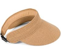 styleBREAKER Cappello Visiera in Carta di Paglia Monocromatico, con Fascia Elastica e Chiusura a Gancio, Cappello Estivo Traspirante per Donne, Protezione Solare Leggera, Marrone