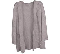 styleBREAKER Cardigan Donna in Maglia fine con Tasche Applicate e Cappuccio, Cappotto in Maglia Senza Chiusura, OneSize 08010072, Colore:Grigio Chiaro
