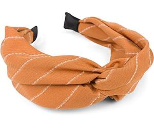 styleBREAKER Cerchietto donna in tessuto a righe stile retrò,Cognac