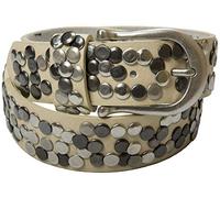 styleBREAKER Cintura da donna con borchie di diverse forme, cintura in ecopelle unicolore, cintura da donna regolabile 03010008, colore:Crema, Taglia:95cm